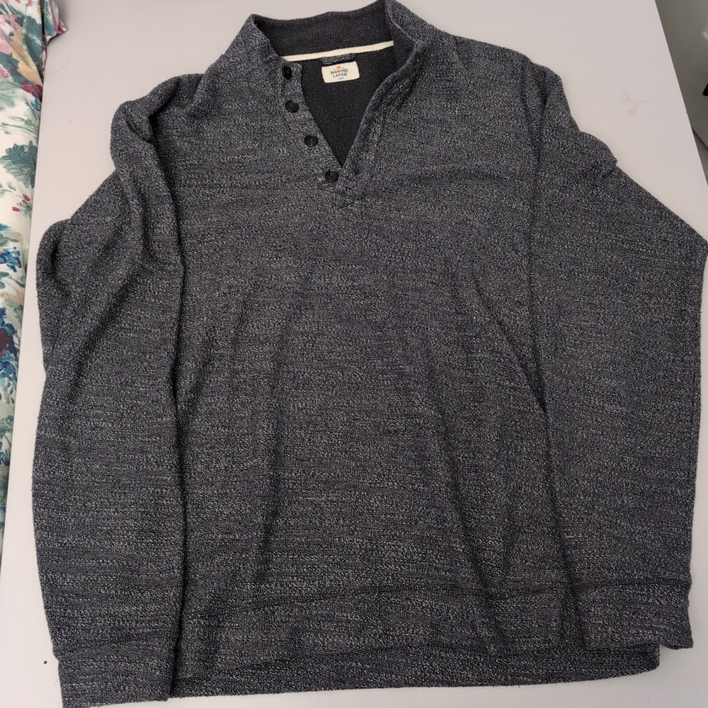 Marine Layer Charcoal V-Neck Sweater Men Large